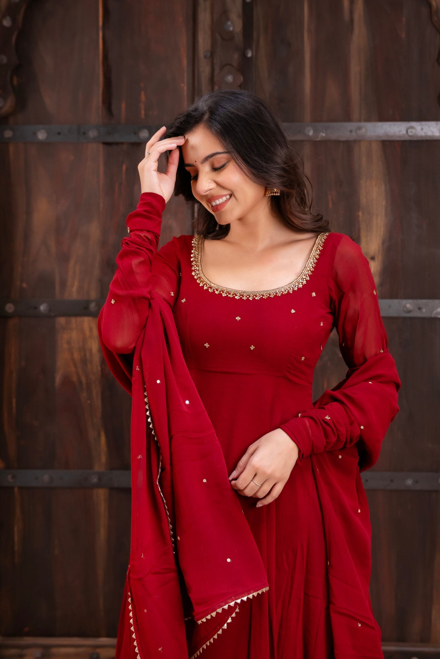 Traditional Wedding Royal Maroon Color Anarkali Suit