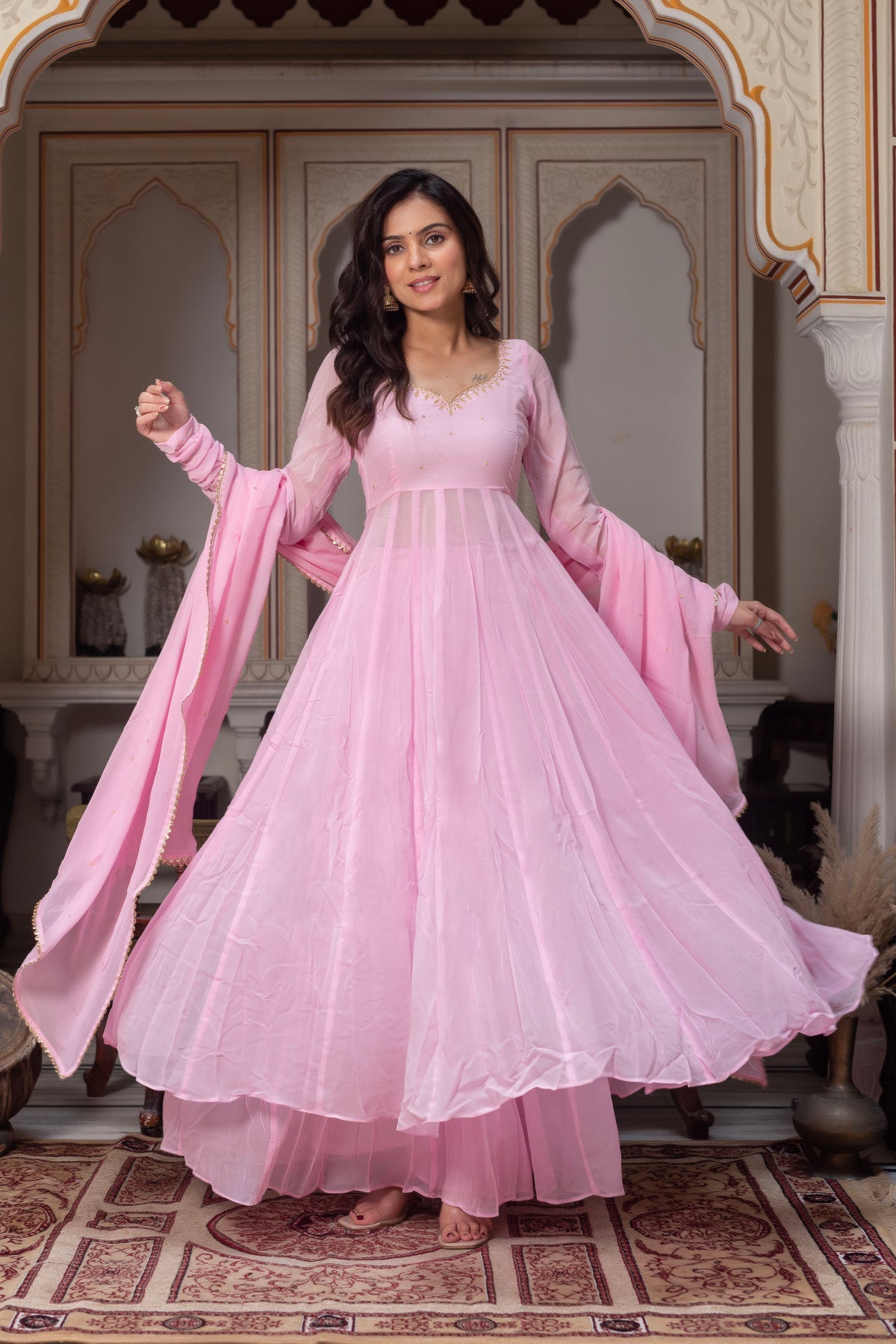 Most Trending BabyPink Color Anarkali Suit