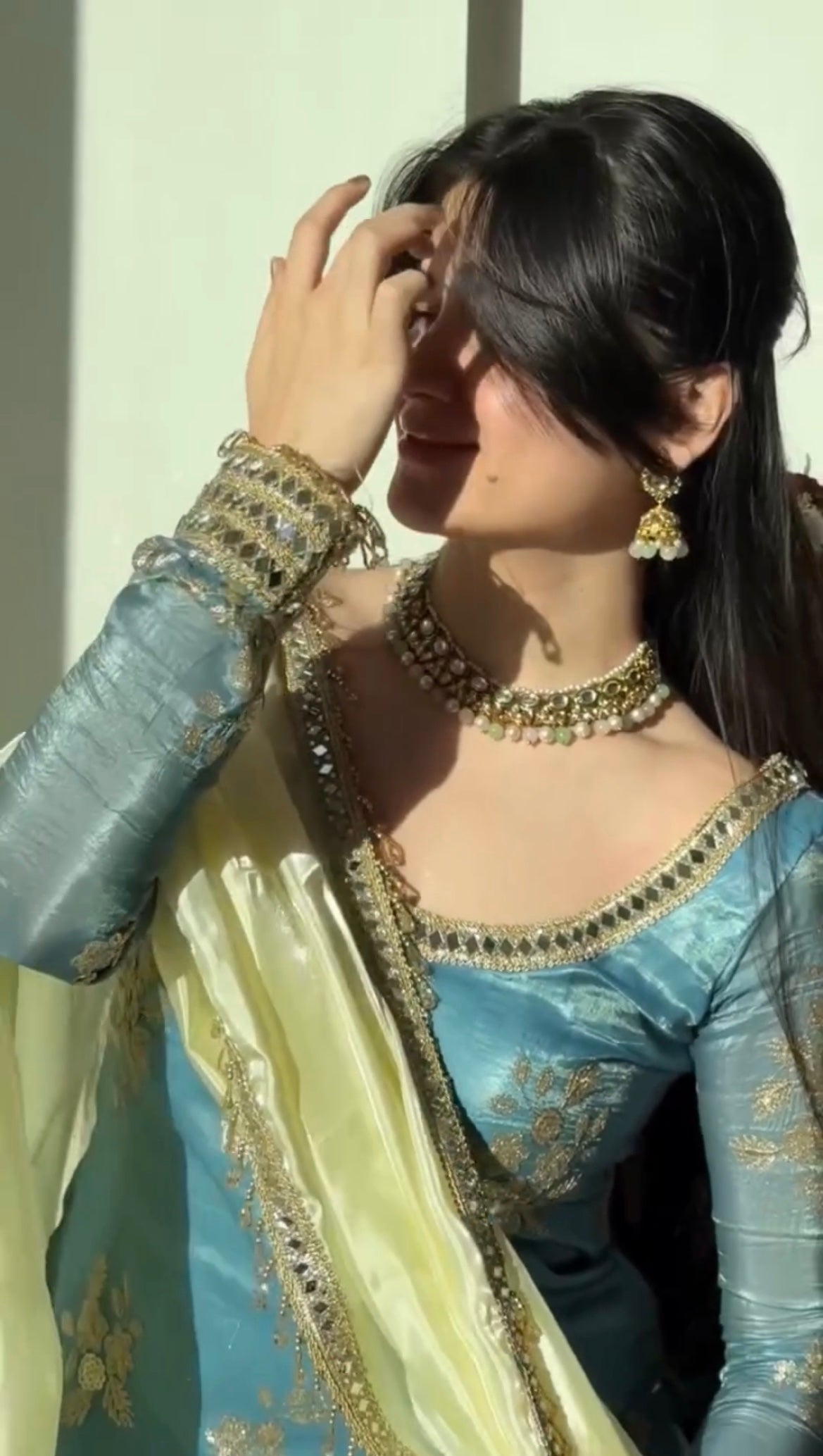 Stylish Wedding Top & Palazzo Suit