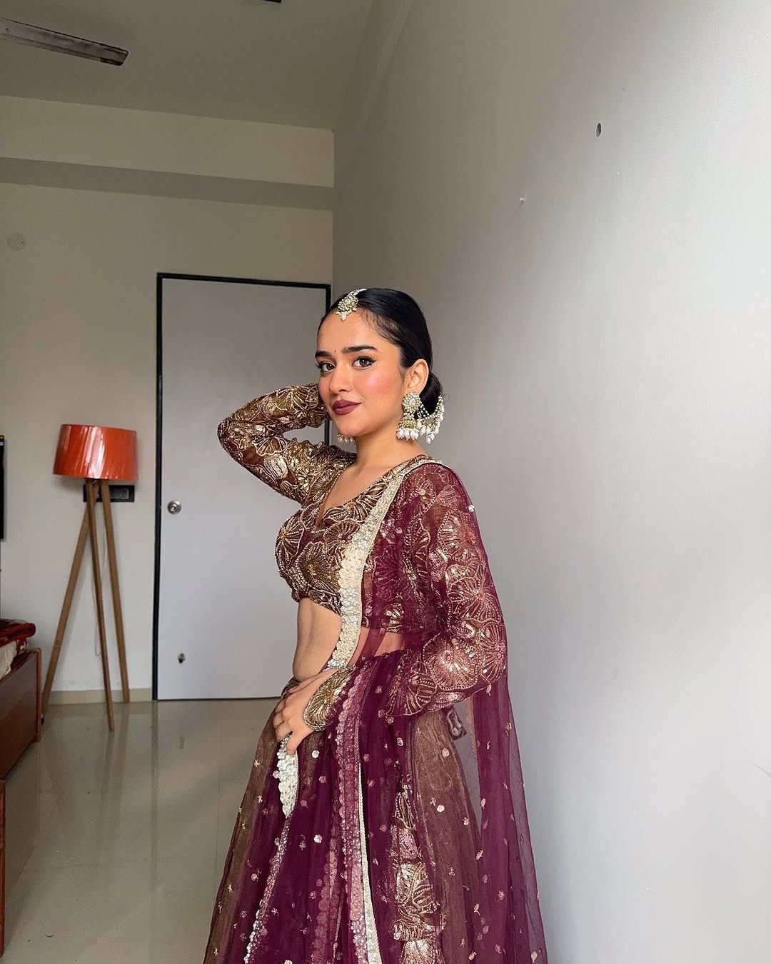 Now Trending Best Brown Fandy lehenga Set