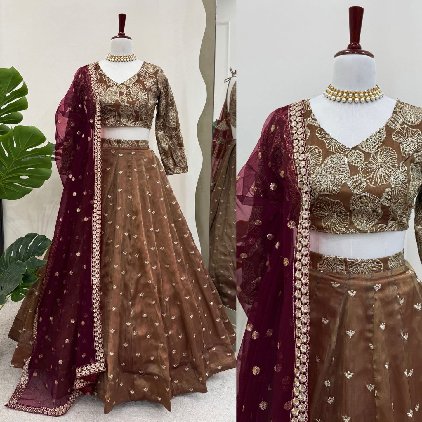 Now Trending Best Brown Fandy lehenga Set