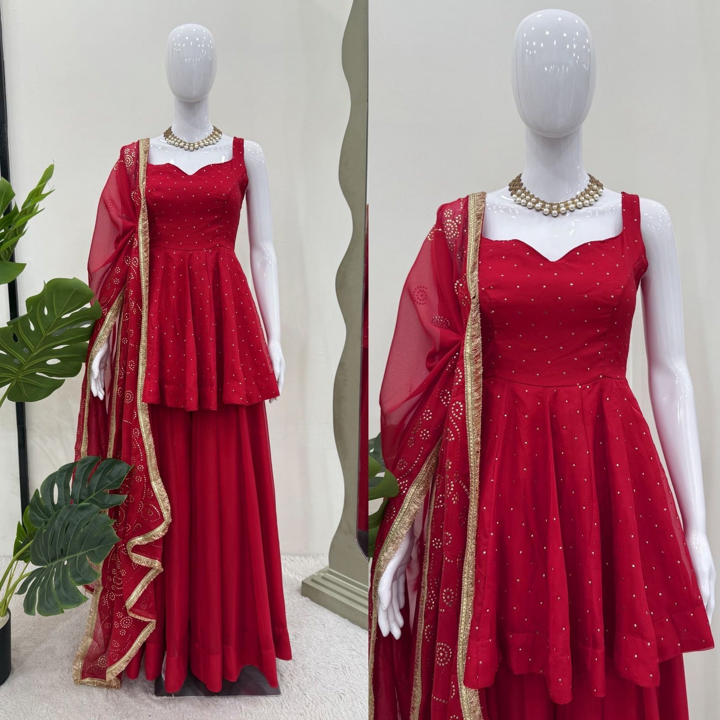 New Beawutifully Top And Plazo Set