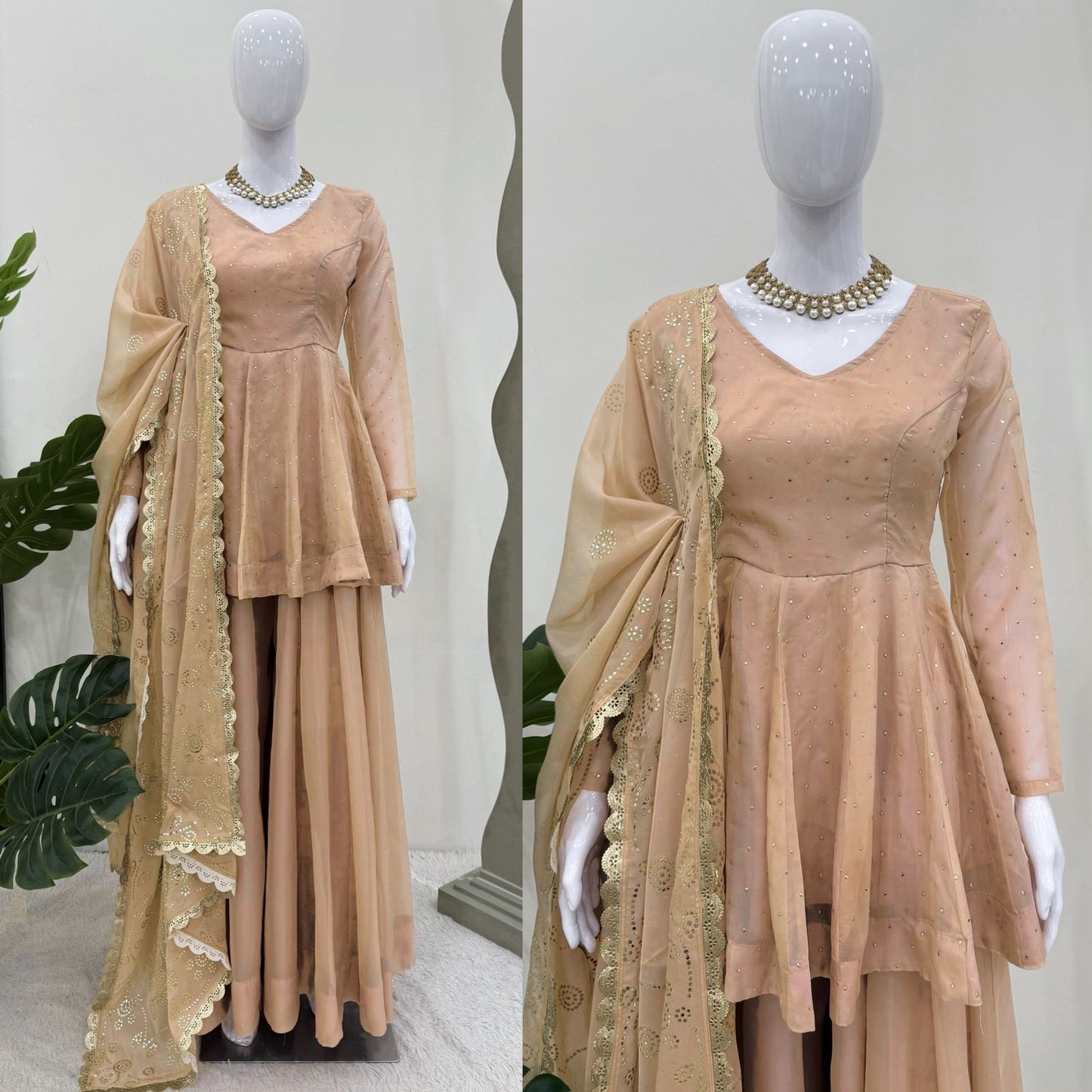 New Beawutifully Top And Plazo Set