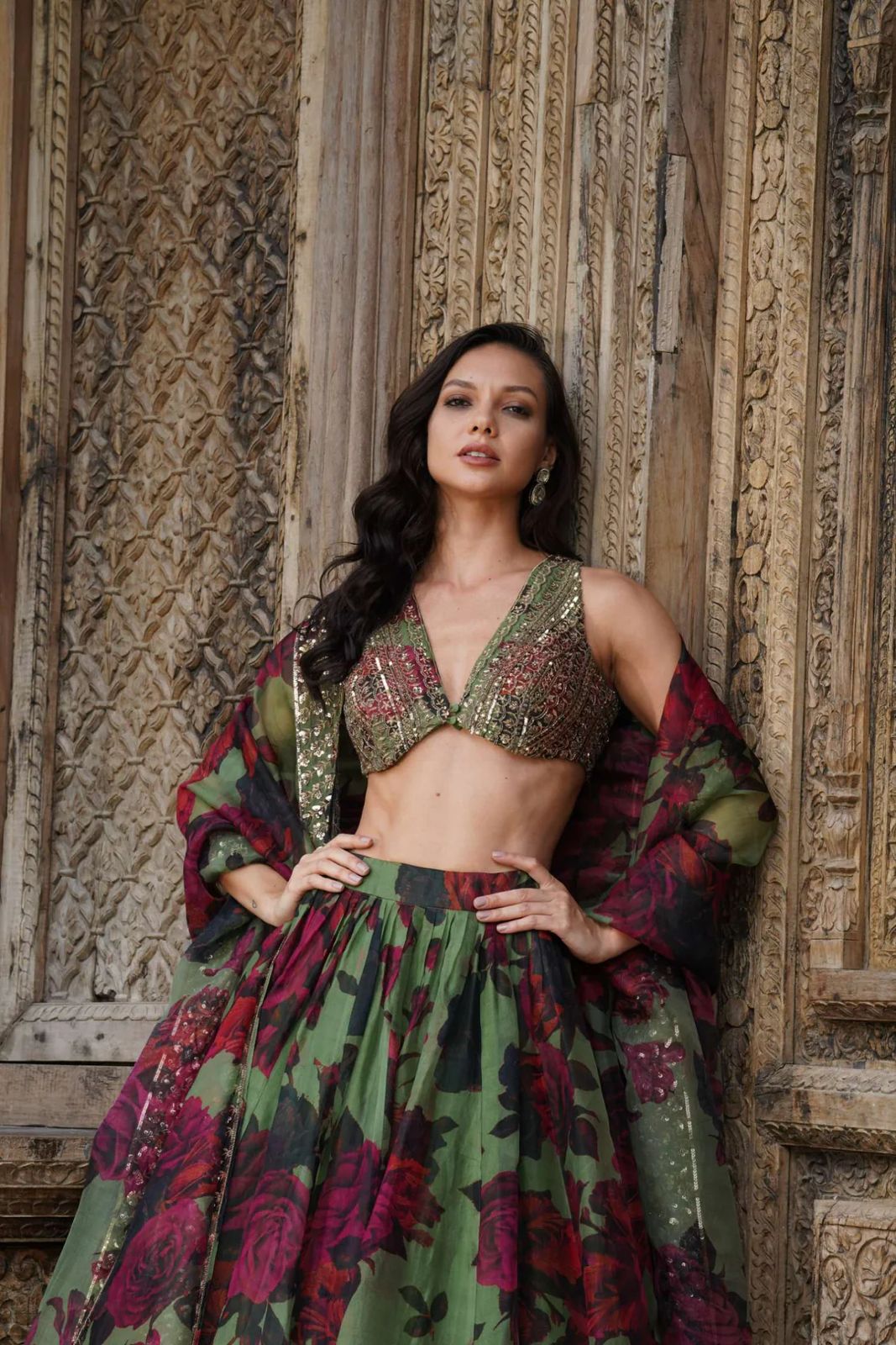 New Digital Printed With Embroidery Work Lehenga