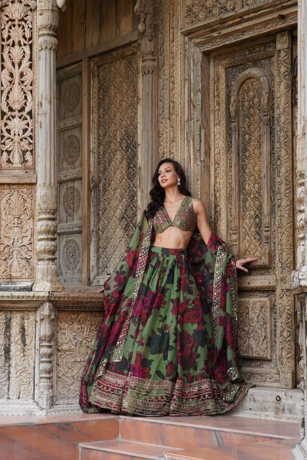 New Digital Printed With Embroidery Work Lehenga
