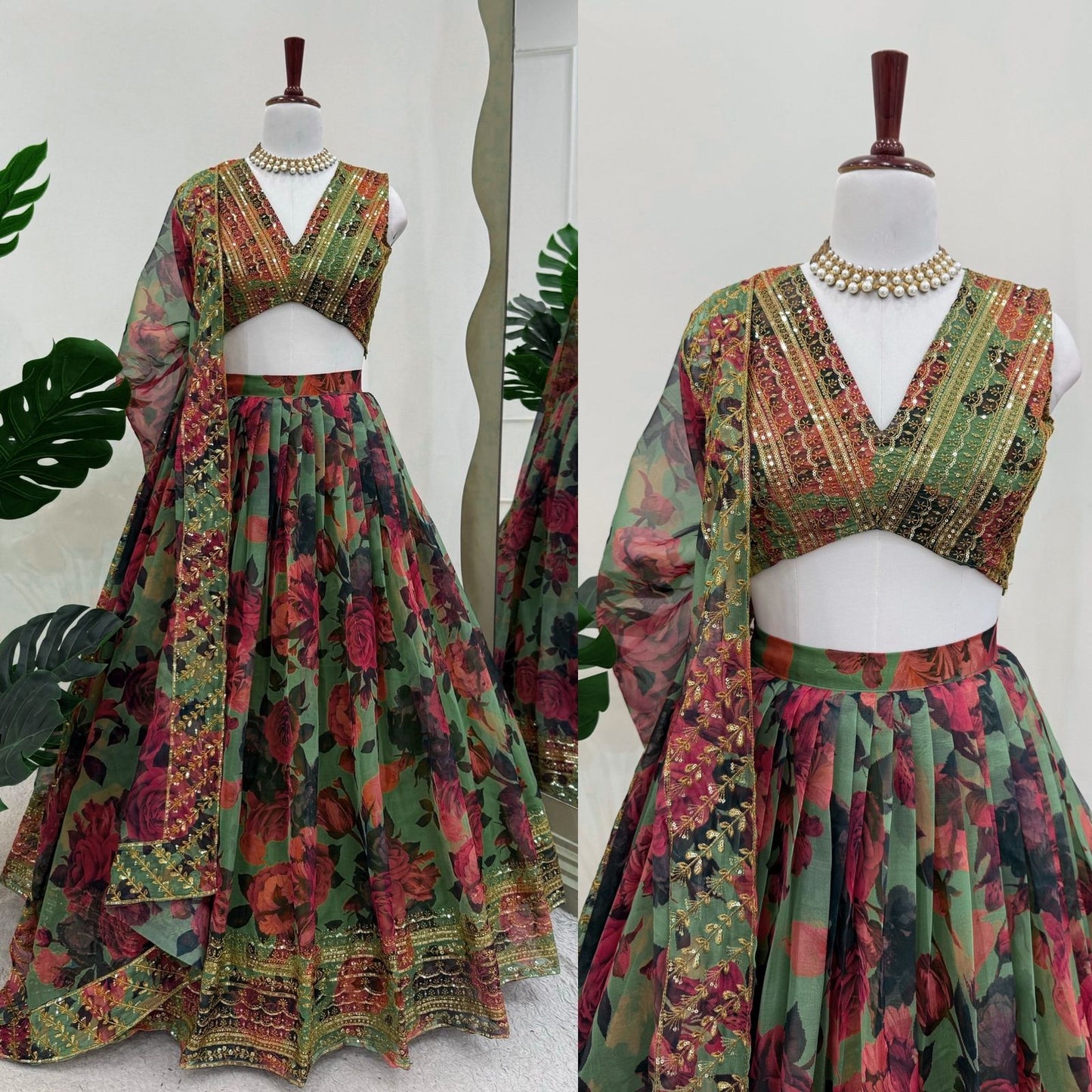New Digital Printed With Embroidery Work Lehenga