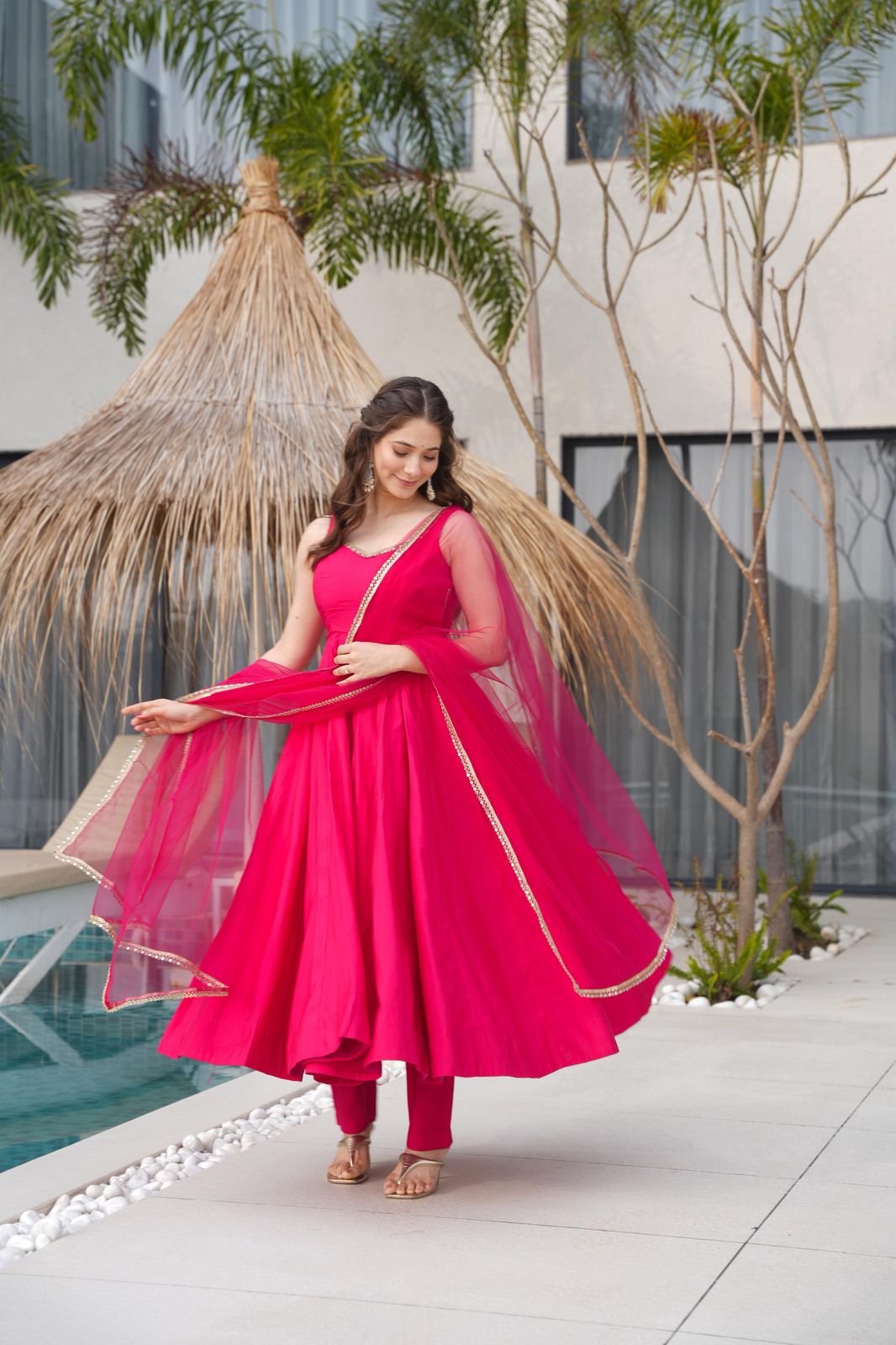 New Beautiful Pink Color Anarkali Gown
