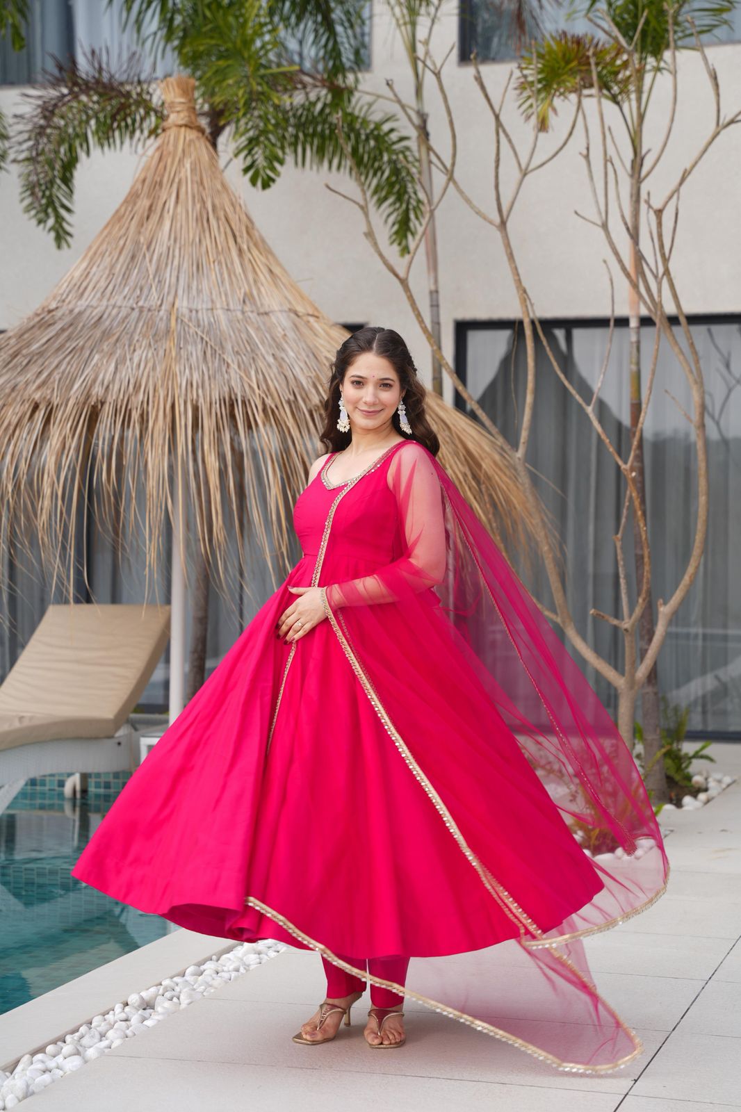 New Beautiful Pink Color Anarkali Gown