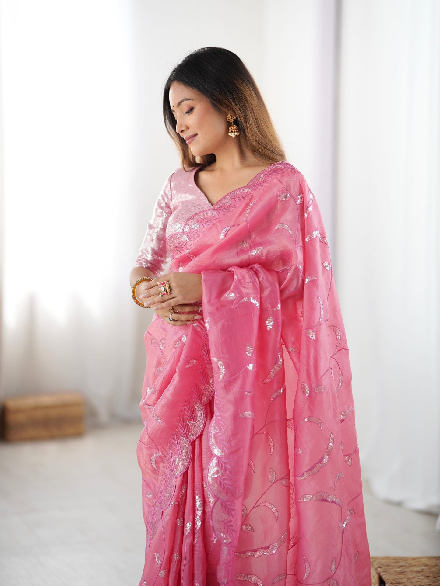 New Beautiful Heavy Sequnce Work Saree