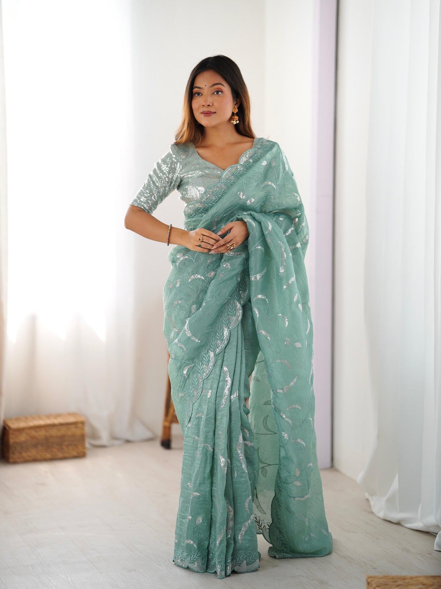 New Beautiful Heavy Sequnce Work Saree
