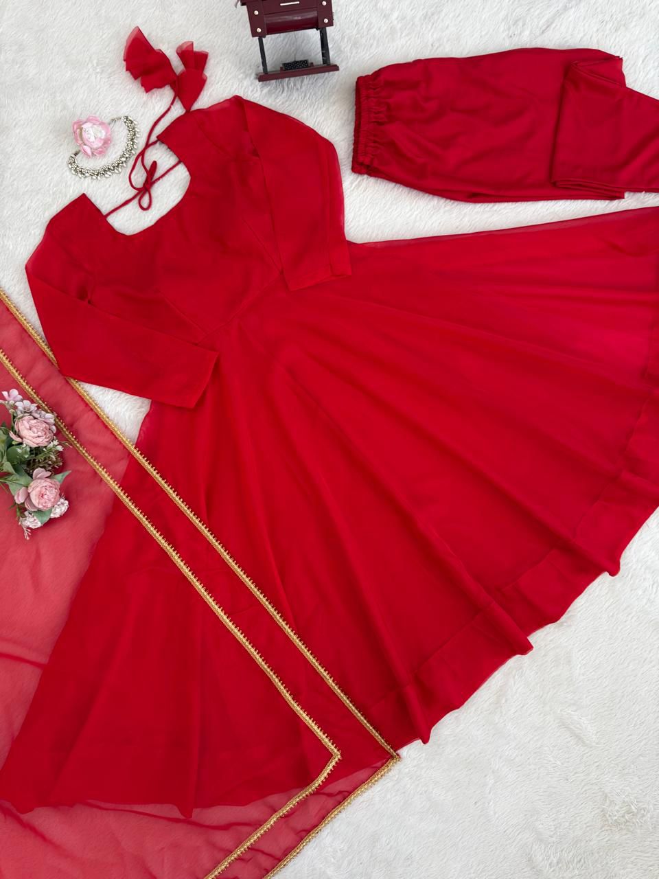 Wedding Designer Red Color Anarkali Suit