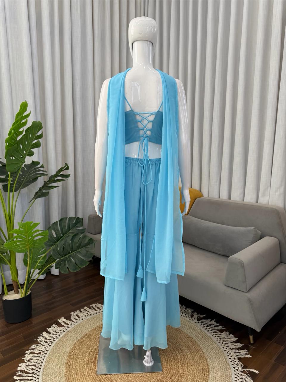 Modern Wedding Partywear Sky Color Suit