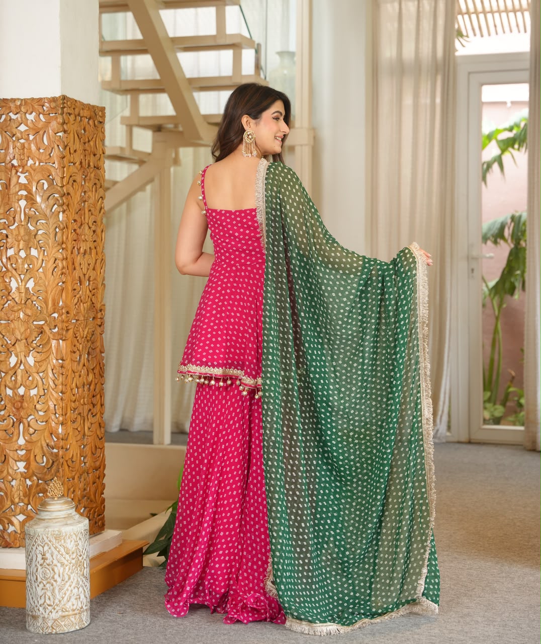 Most Trending Real Pink Color Sharara Suit