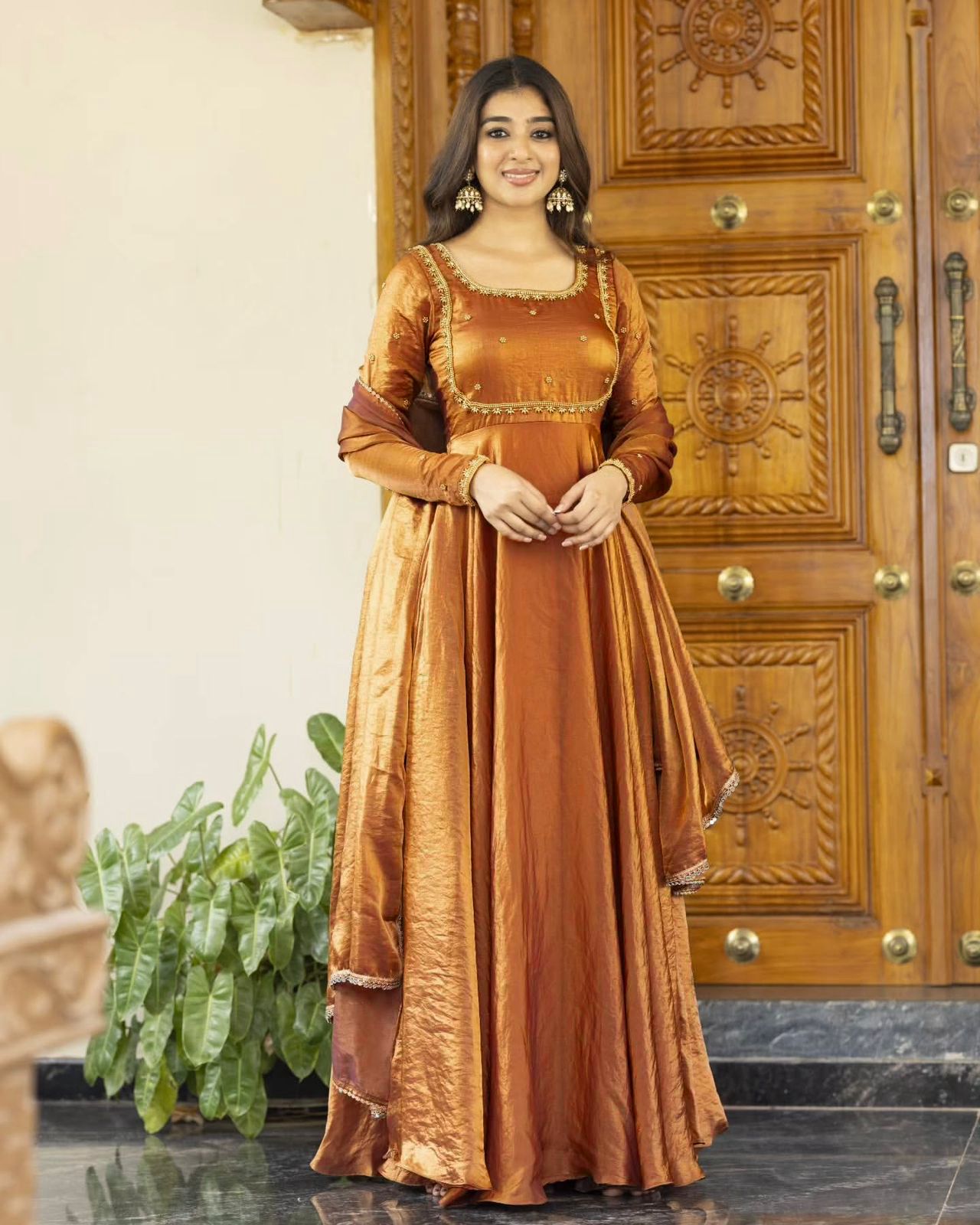 Most elegance Designer Fendi silk Anarkali Gown