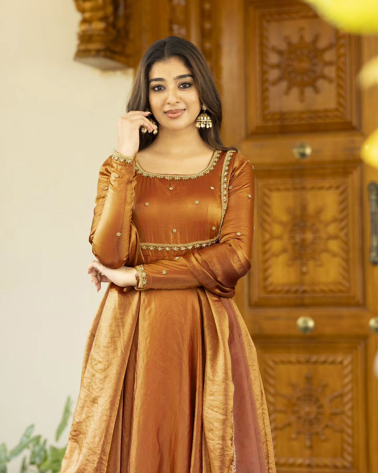 Most elegance Designer Fendi silk Anarkali Gown