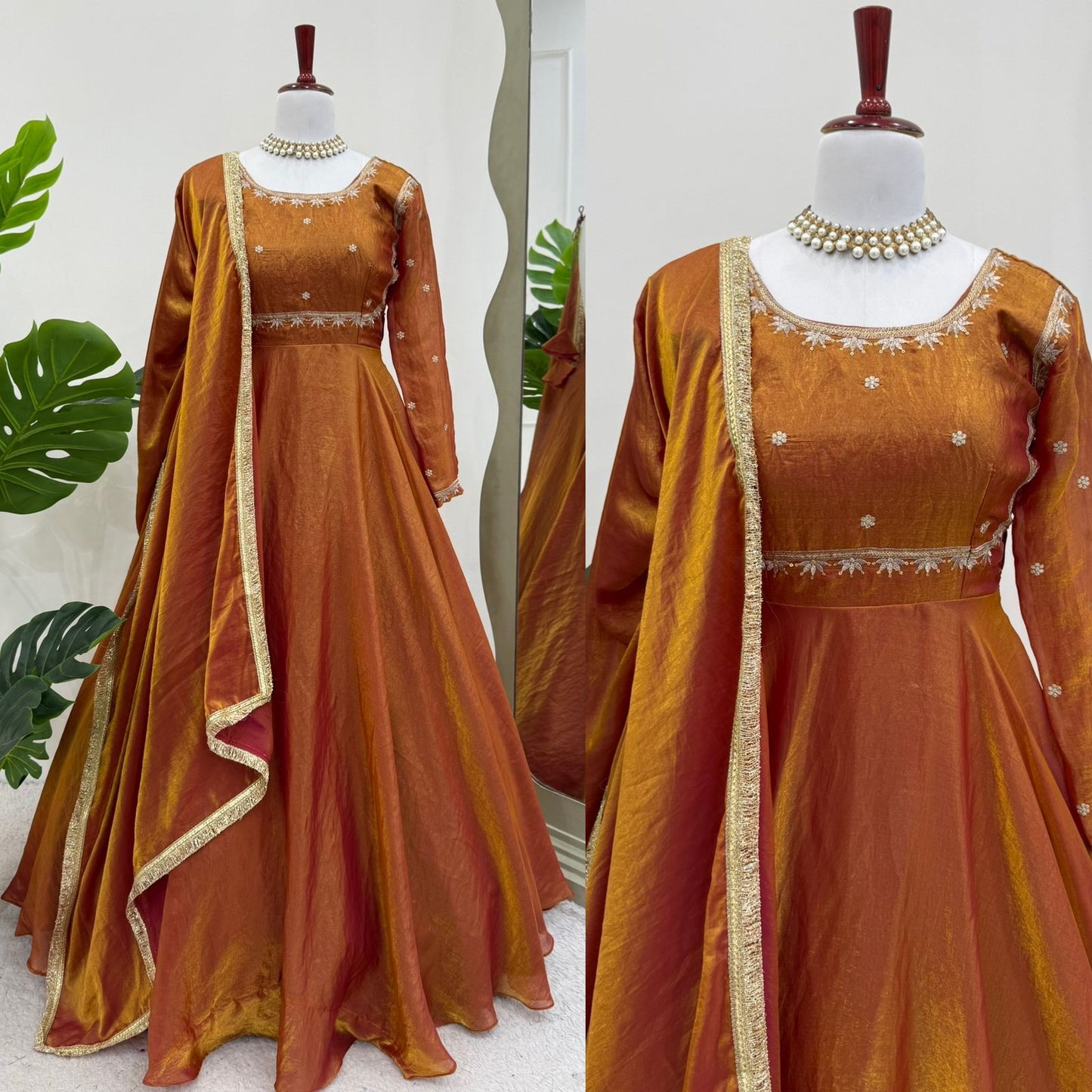 Most elegance Designer Fendi silk Anarkali Gown