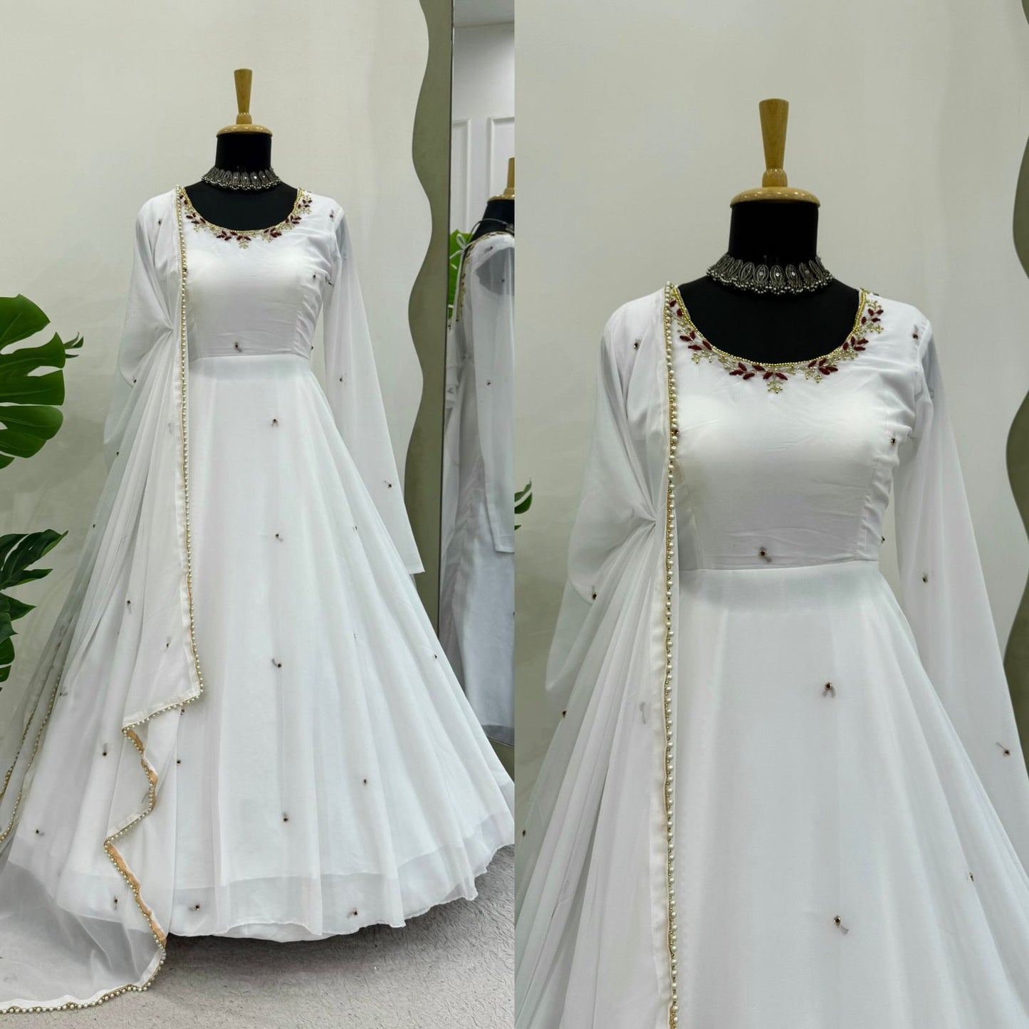 New Beautiful White Color Anarkali Gown