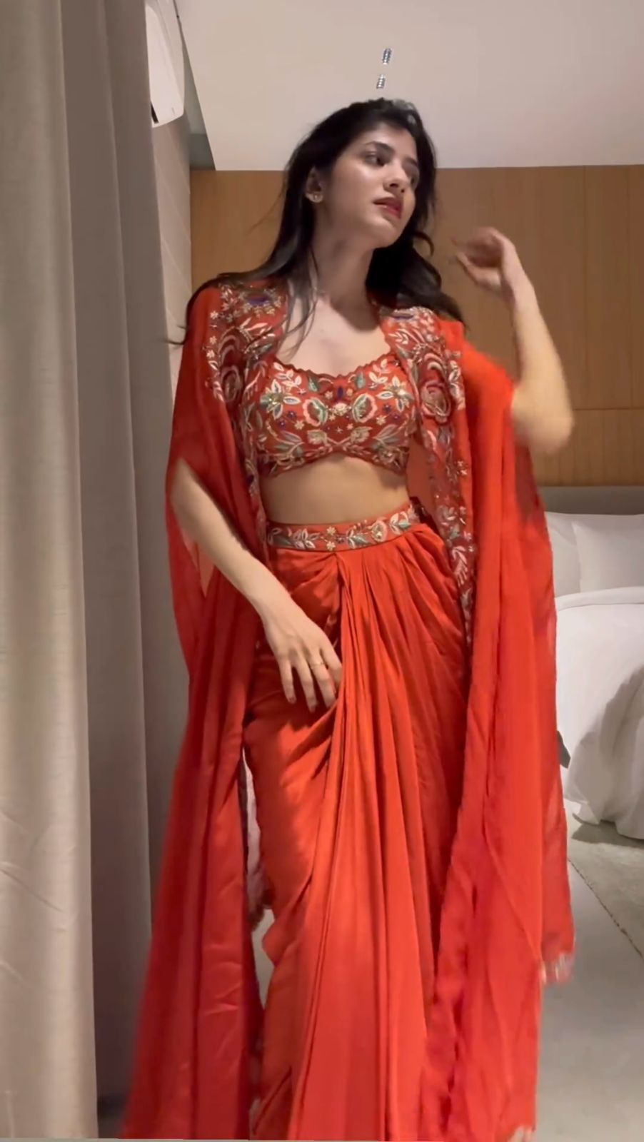 Wedding Special Ready to Wear Orange Saree