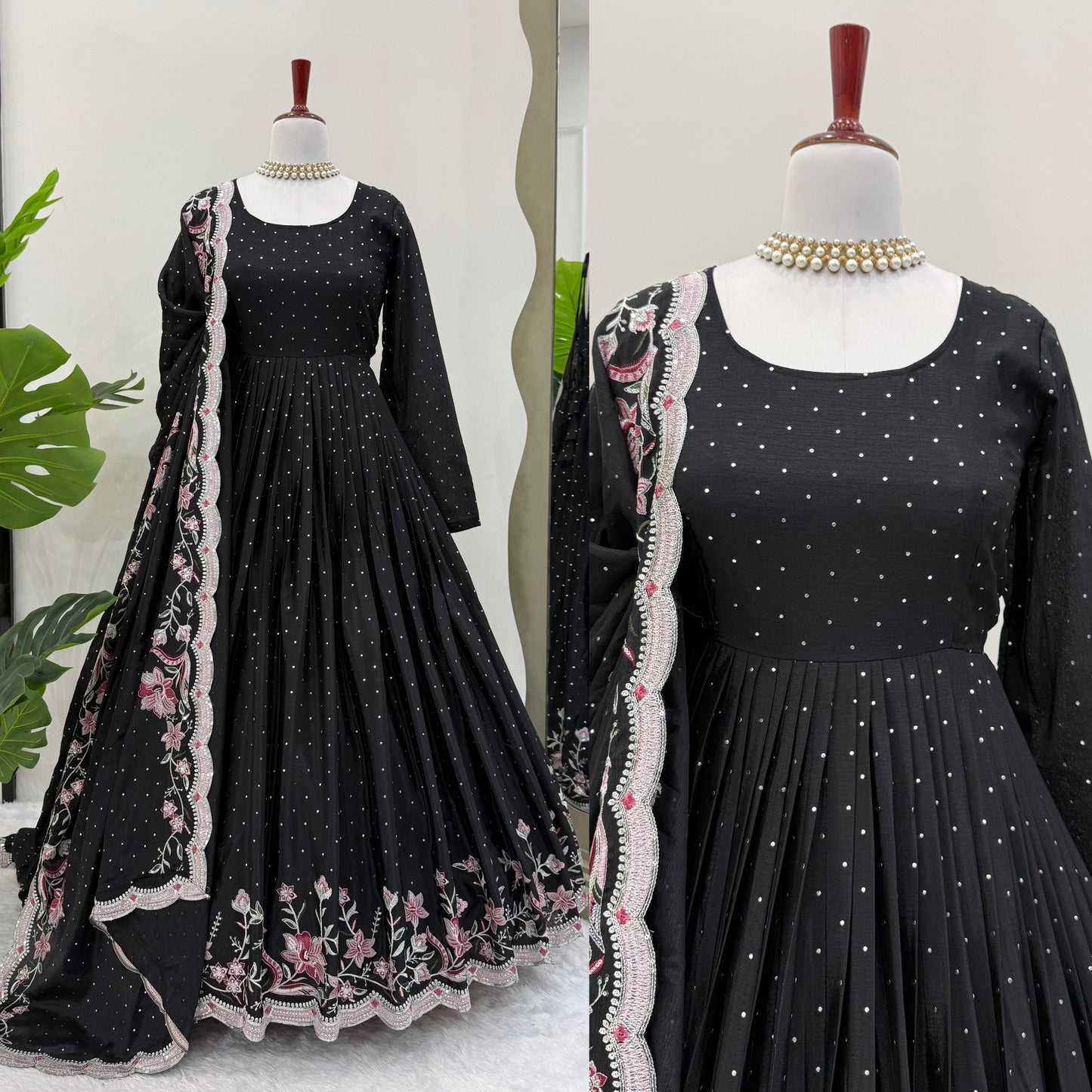 Presenting Anarkali Gown With Chhinon Silk