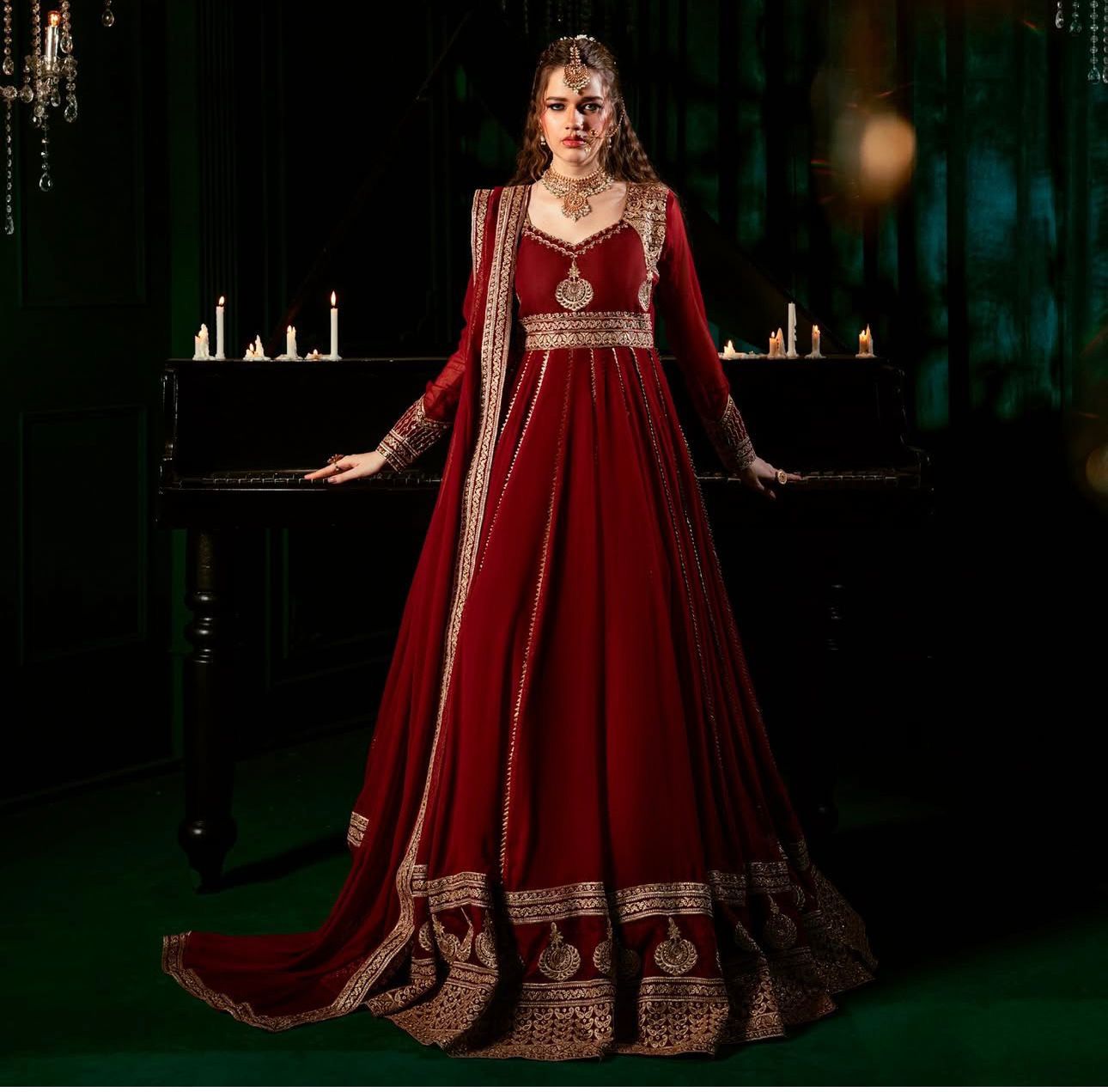 Wedding Special Heavy Red Color Anarkali Gown Set