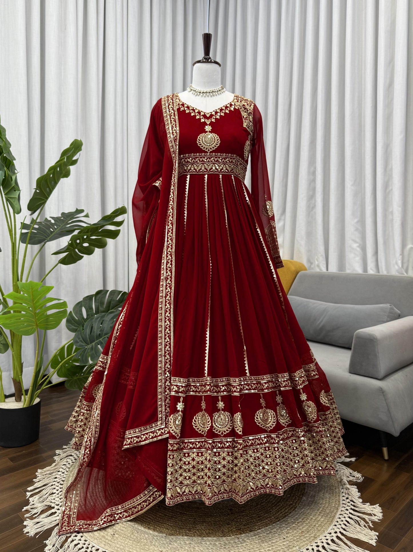 Wedding Special Heavy Red Color Anarkali Gown Set