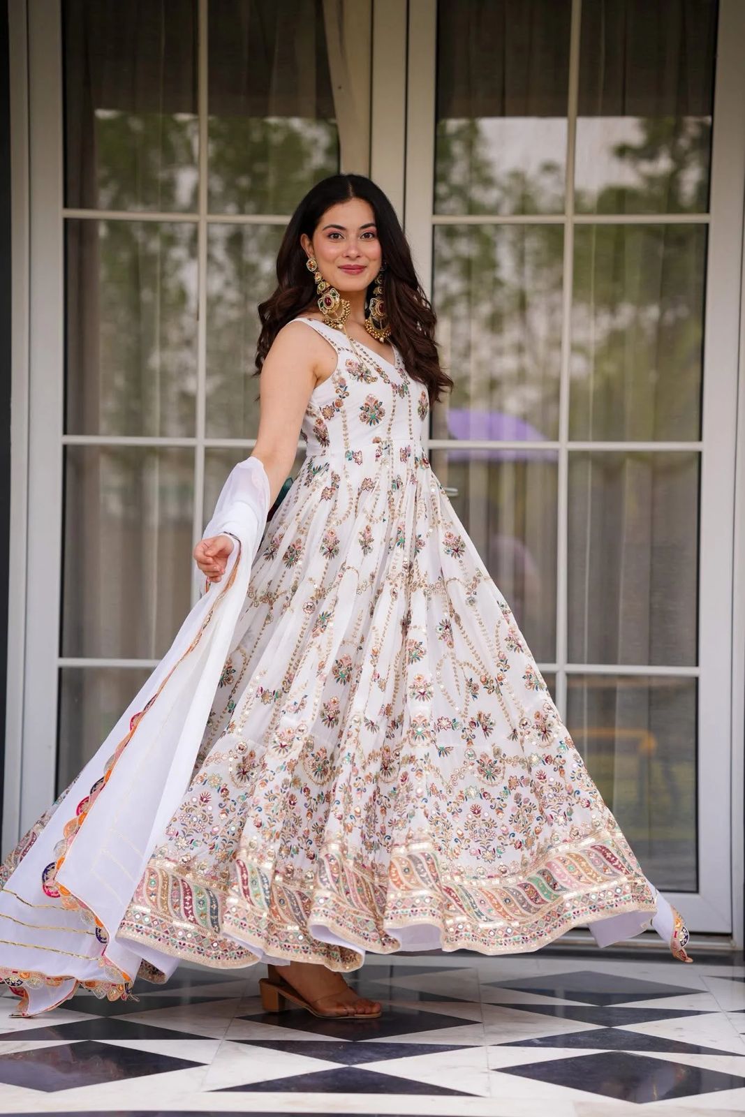 New Beautiful Heavy Sequence Work Gown Suit