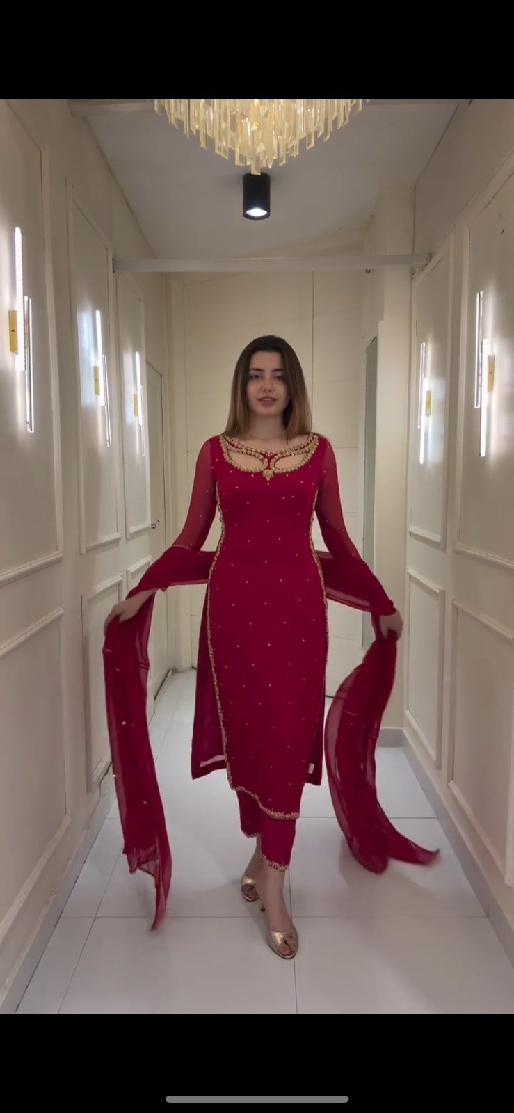 New Beautiful Top & Plazoo Suit with Dupatta