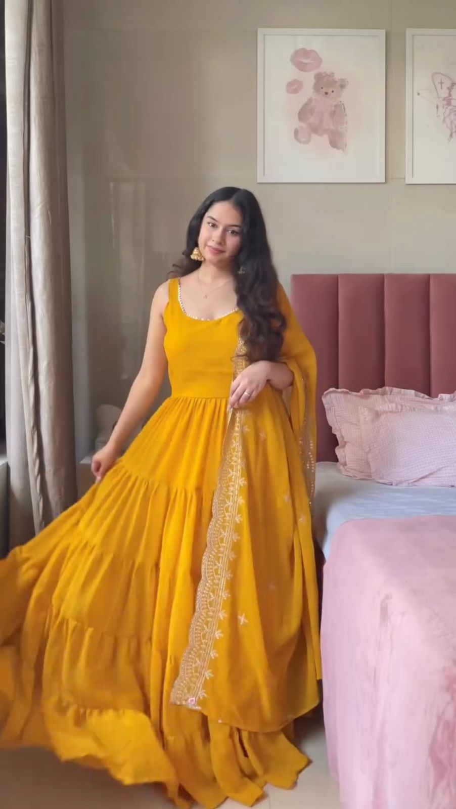 New Beautiful Yellow Color Anarkali Gown