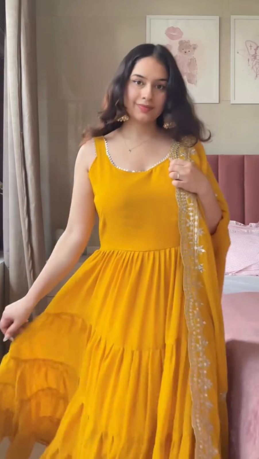 New Beautiful Yellow Color Anarkali Gown