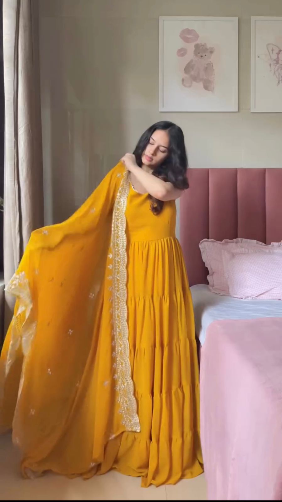 New Beautiful Yellow Color Anarkali Gown