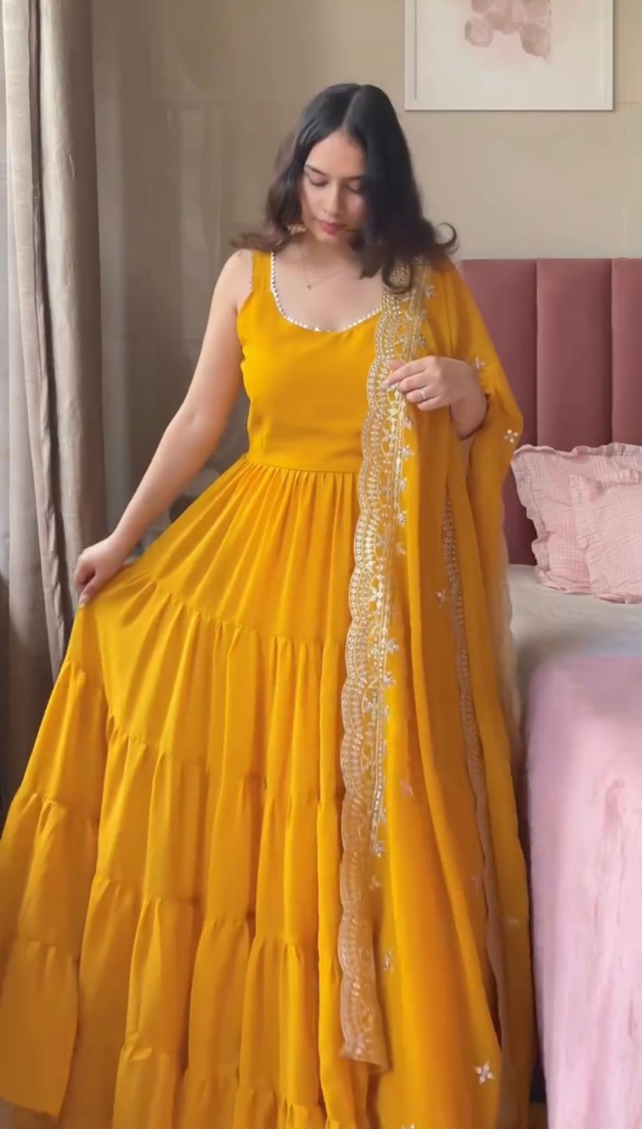 New Beautiful Yellow Color Anarkali Gown