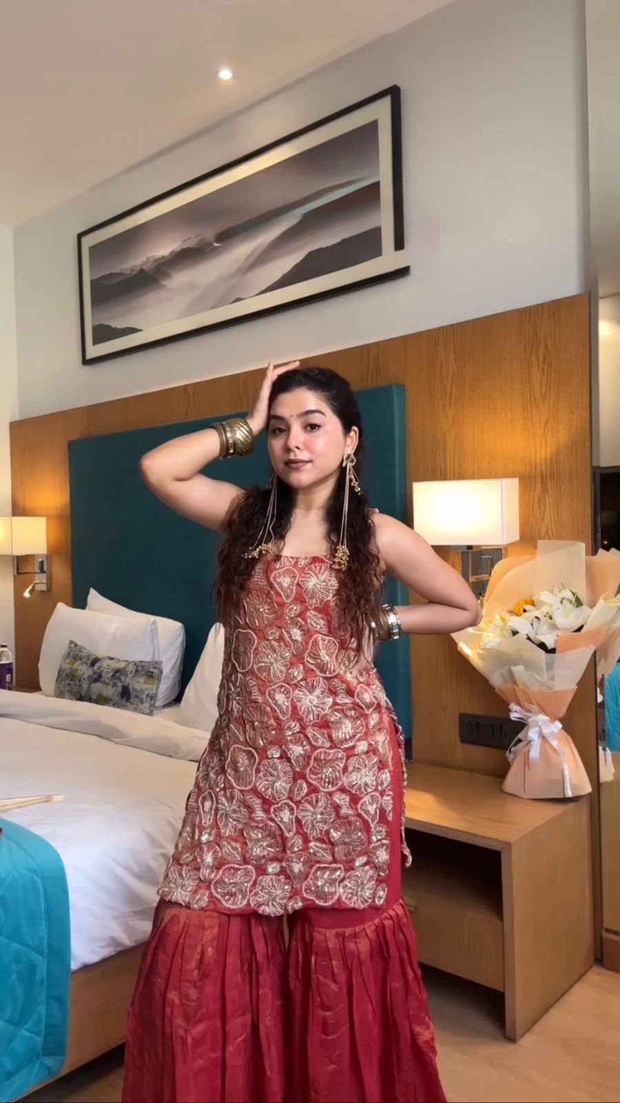 Most Beautiful Red Color Top & Sharara