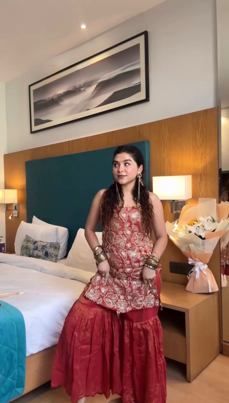 Most Beautiful Red Color Top & Sharara
