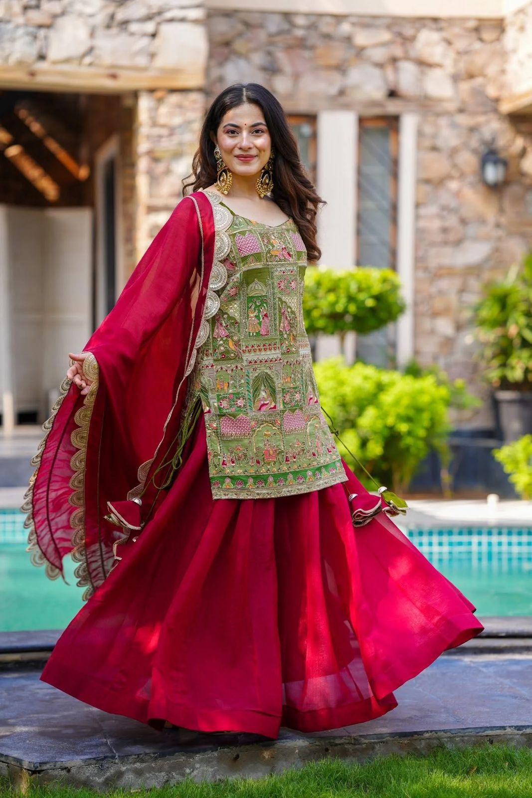 Wedding Special Printed Top & Palazoo