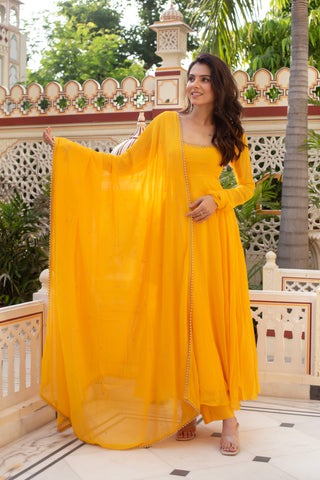 Most Trending Yellow Color Anarkali Suit