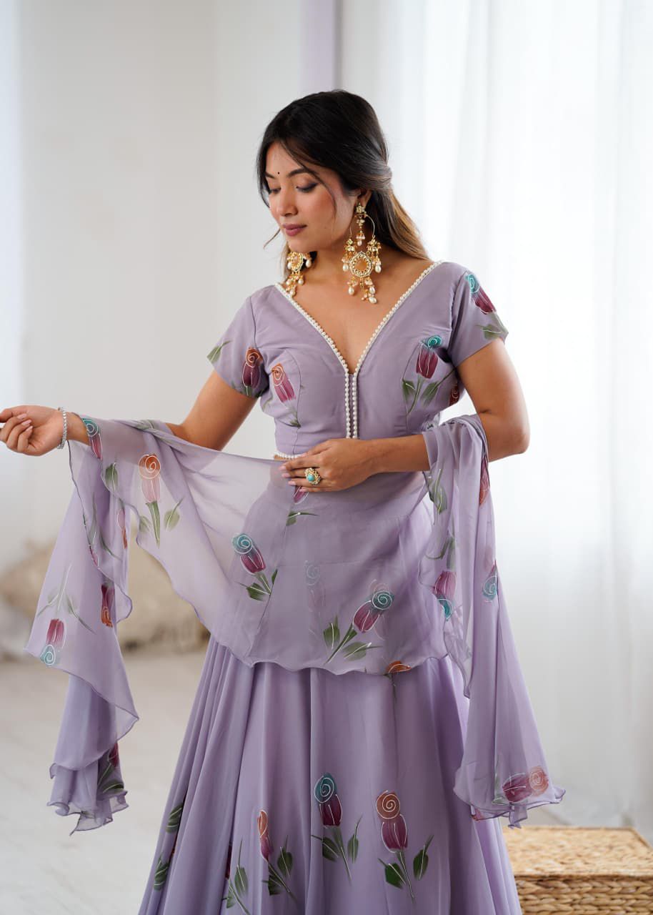 Purple Anarkali Lehengha Choli