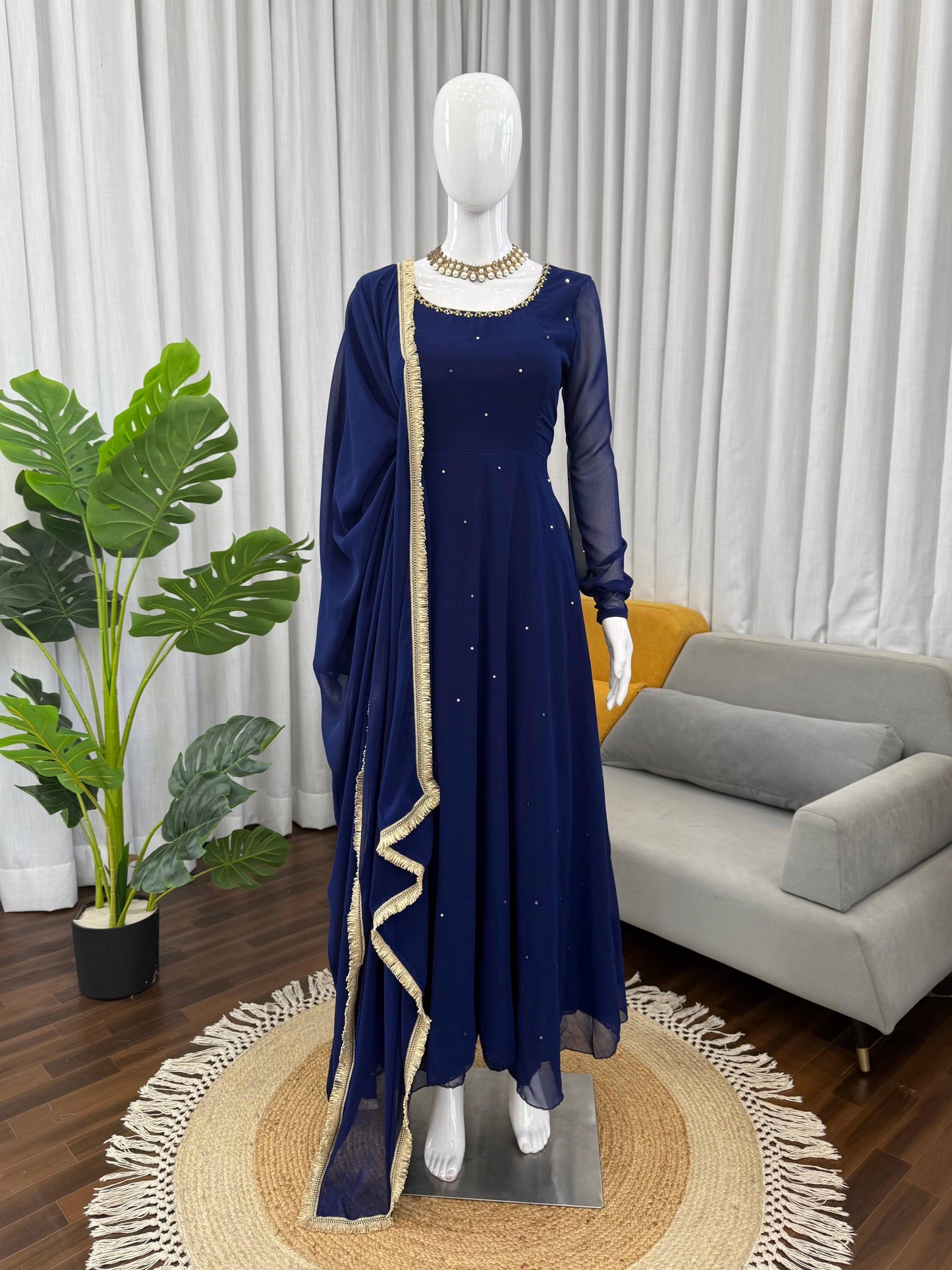 Traditional Wedding Special Blue Anarkali Suit