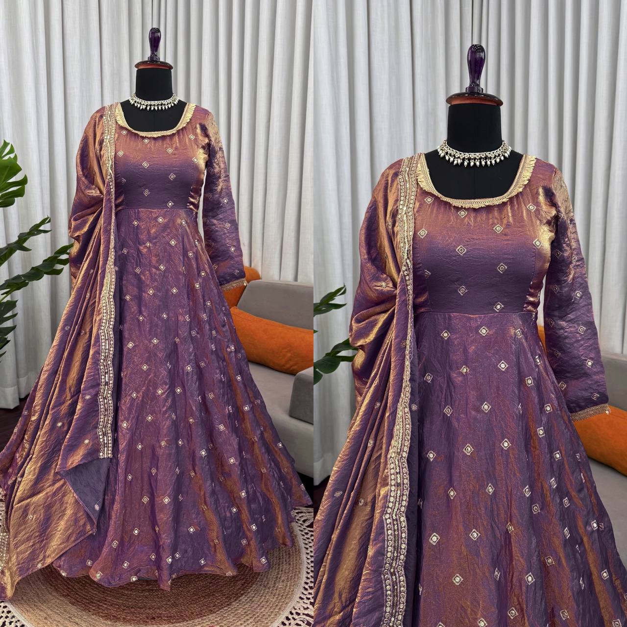 Rich Wedding Fendy Silk Anarkali Gown