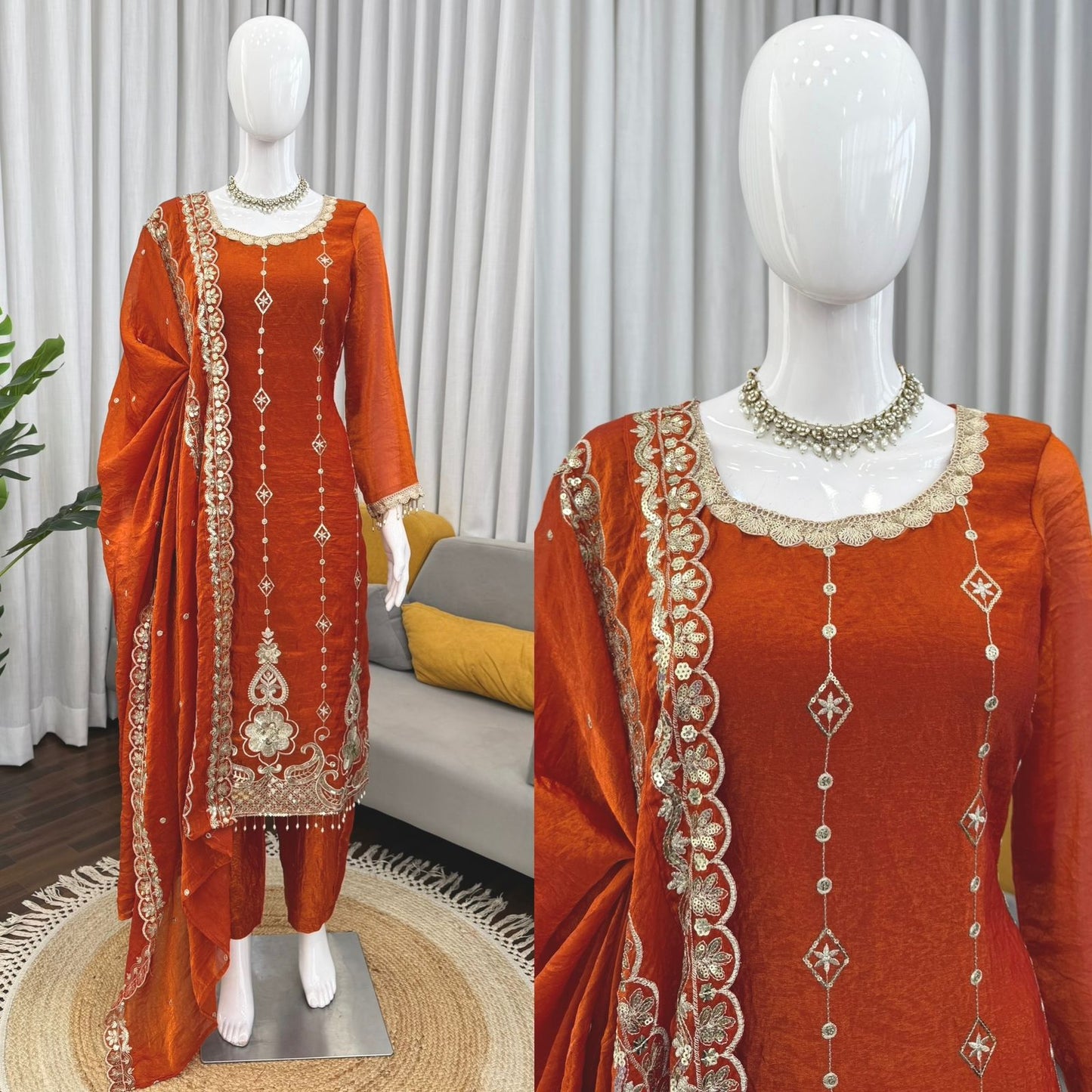 New Orange Color Top & Pent With Dupatta