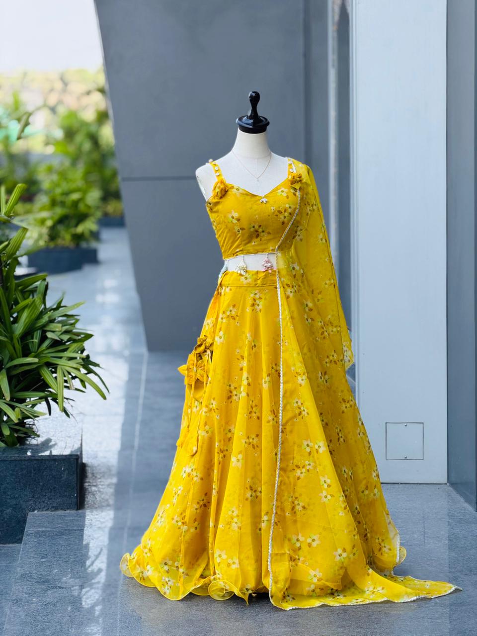 Exclusive Wedding Yellow Color Anarkali Lehengh