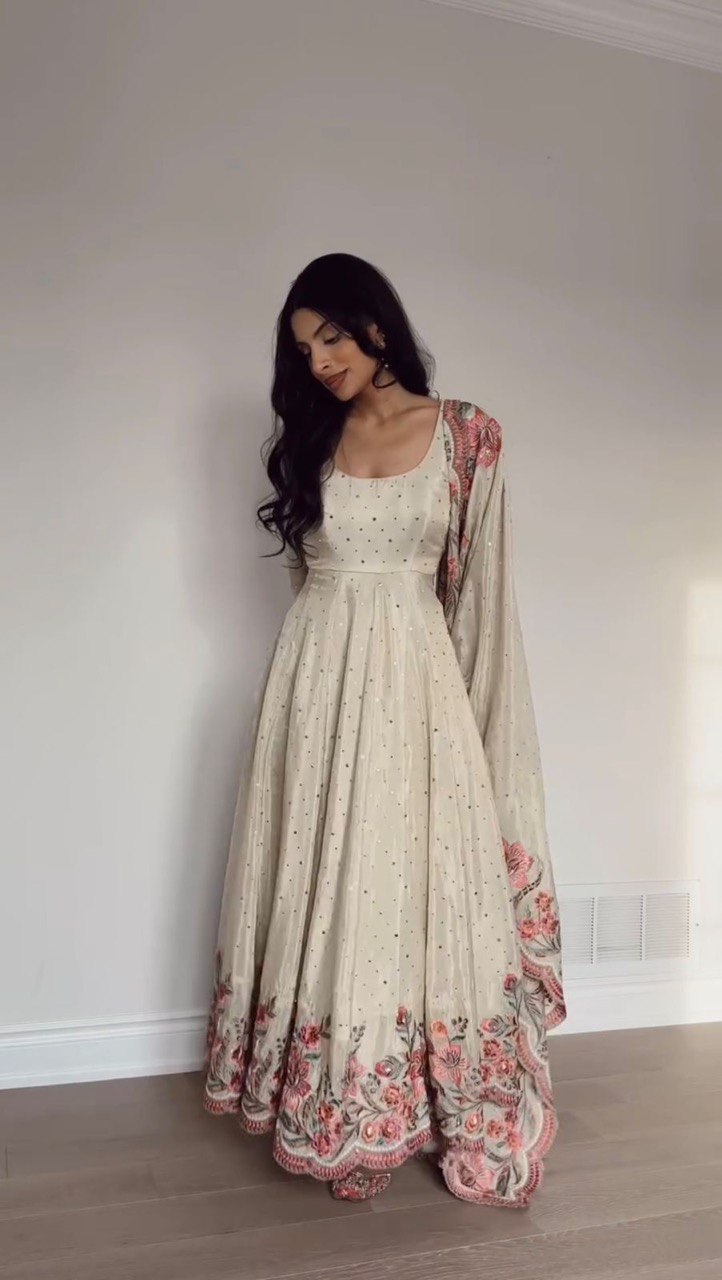 Presenting Anarkali Gown With Chhinon Silk