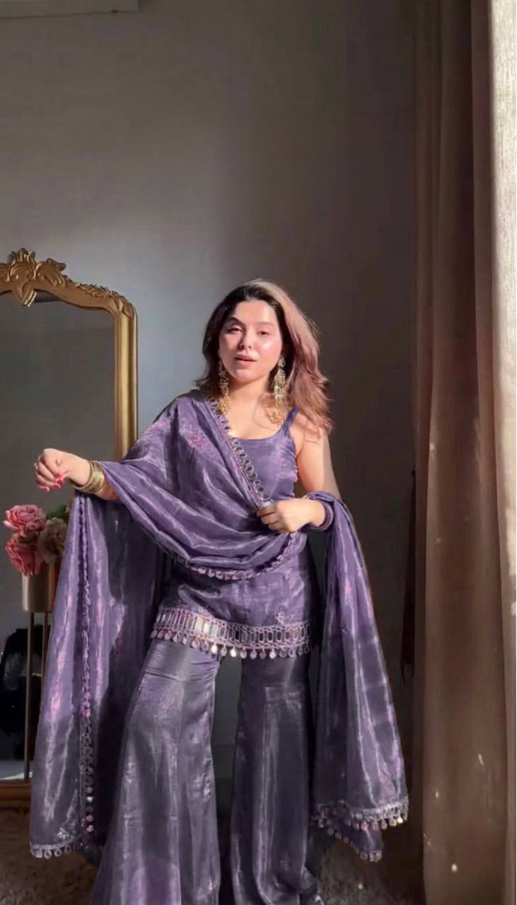 Trendy New Wedding Sky Sharara Suit