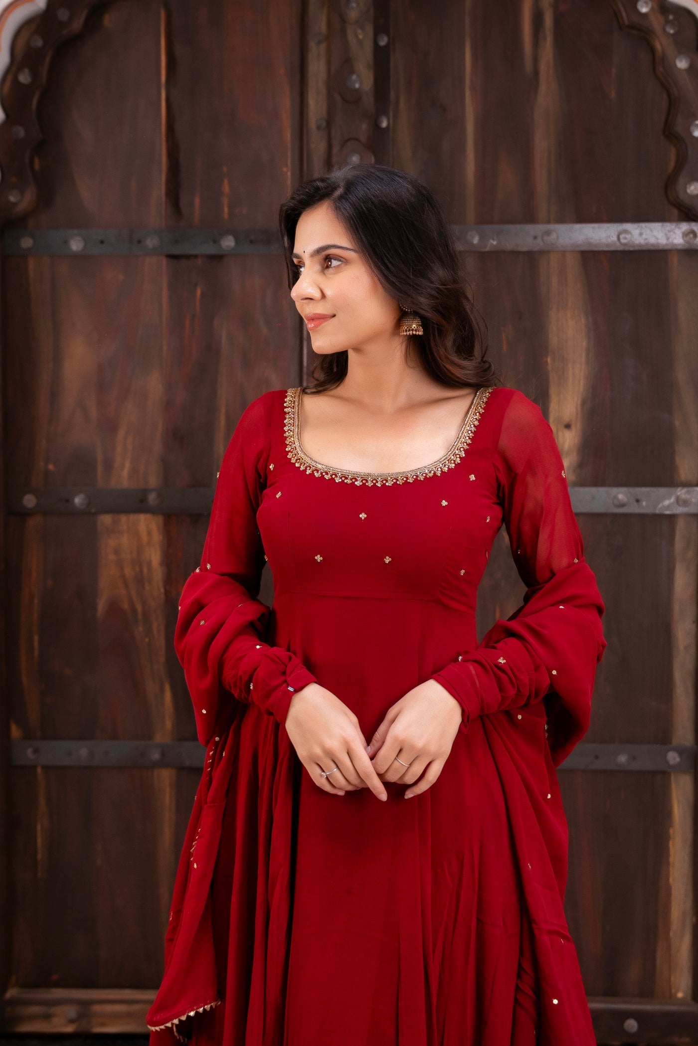 Traditional Wedding Royal Maroon Color Anarkali Suit
