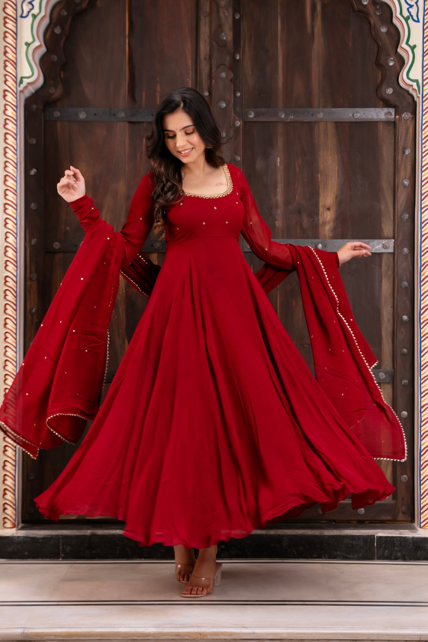 Traditional Wedding Royal Maroon Color Anarkali Suit