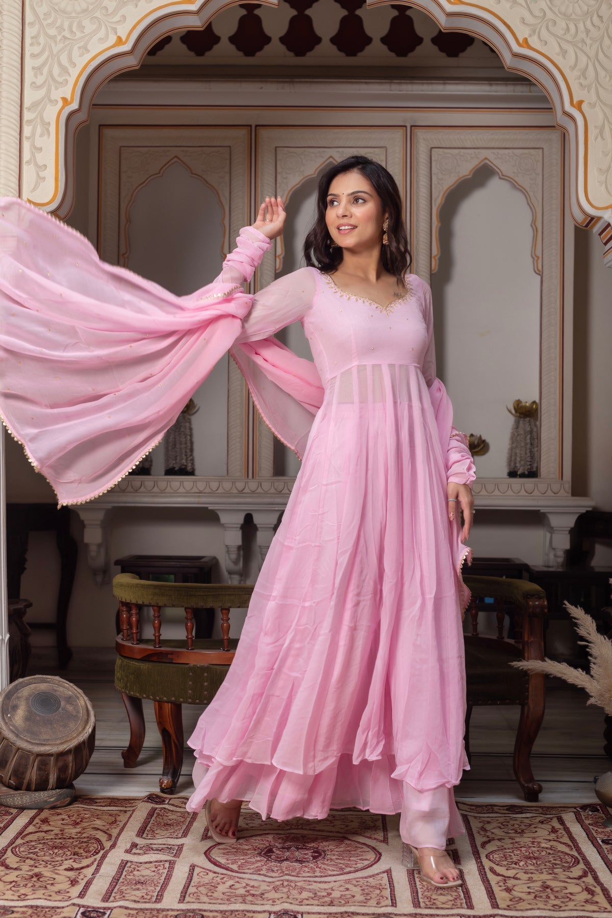 Most Trending BabyPink Color Anarkali Suit