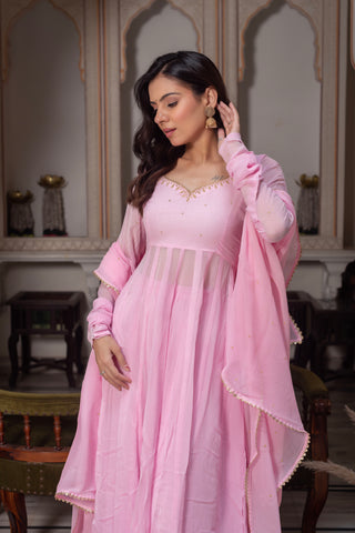 Most Trending BabyPink Color Anarkali Suit