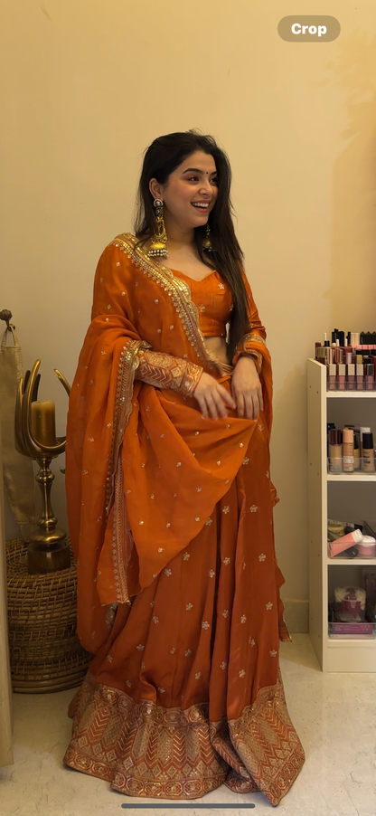 Now Trending Best Orange silk lehenga Set