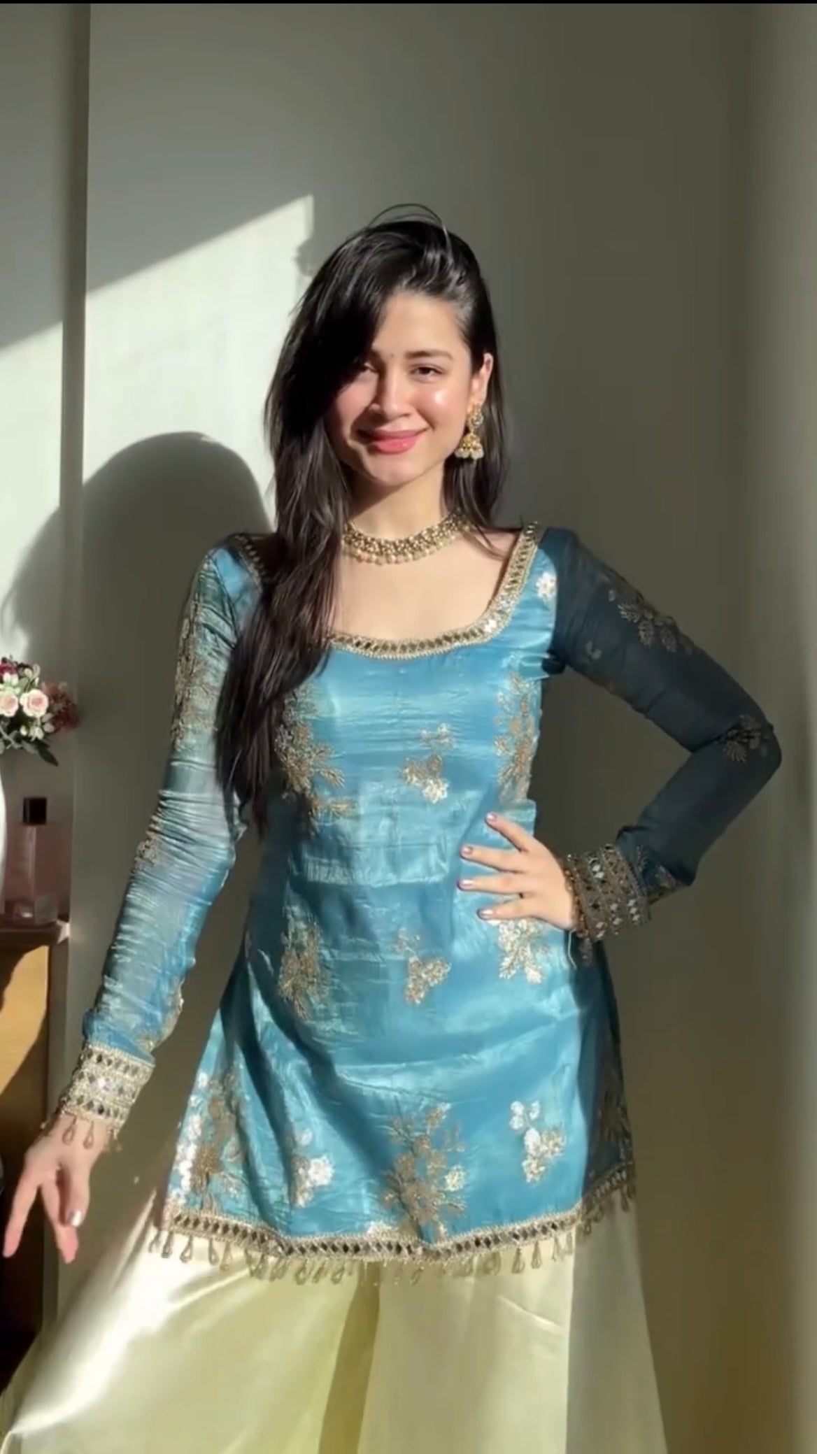 Stylish Wedding Top & Palazzo Suit