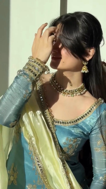 Stylish Wedding Top & Palazzo Suit