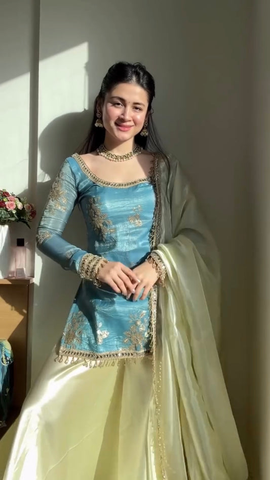 Stylish Wedding Top & Palazzo Suit